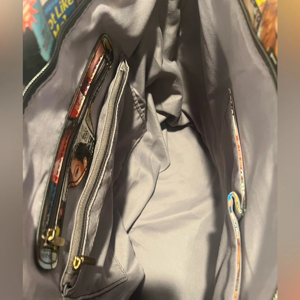 Multicolor Magazine Cover Print Tote - Picture 5 of 14